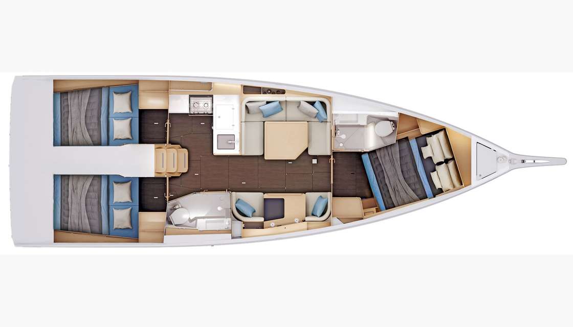 Distribución del barco Sun Odyssey 415