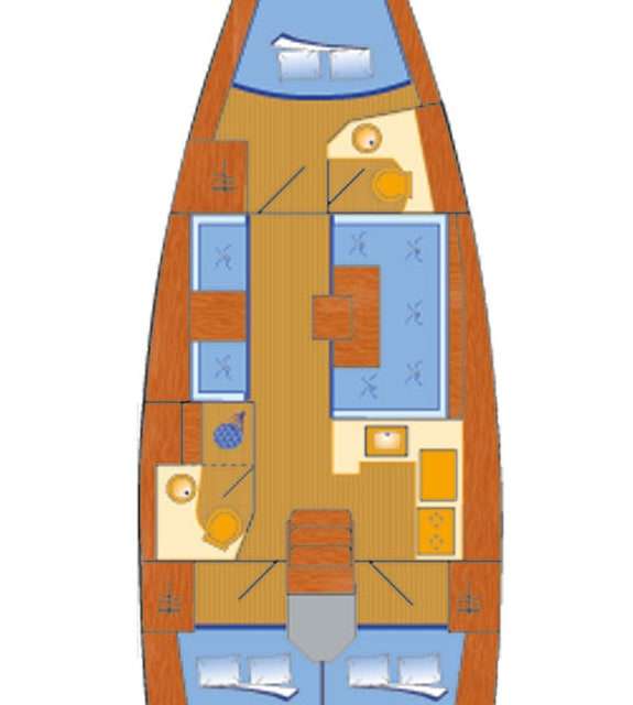 Distribución del barco Sun Odyssey 419