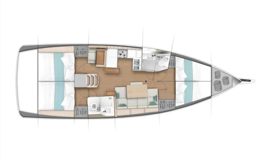 Distribución del barco Sun Odyssey 440