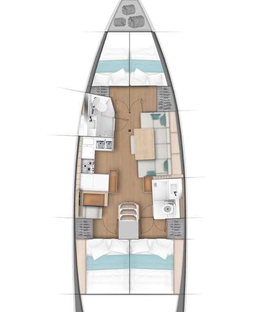 Layout of the boat Sun Odyssey 440
