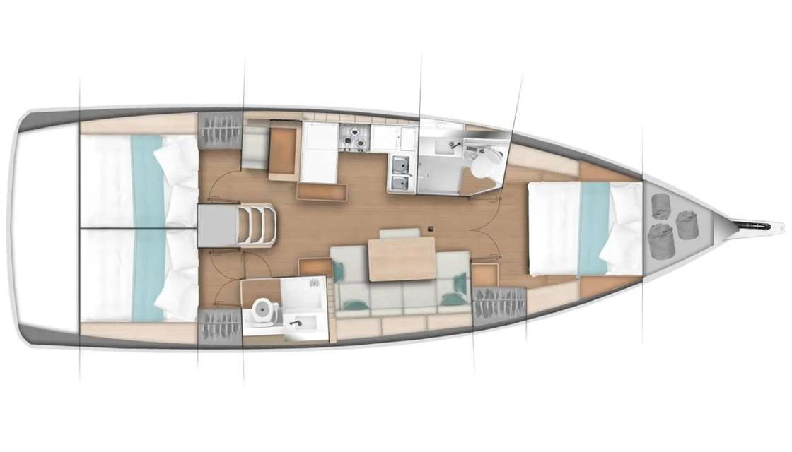 Distribución del barco Sun Odyssey 440