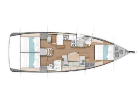 Distribución del barco Sun Odyssey 440