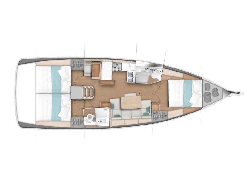 Distribución del barco Sun Odyssey 440