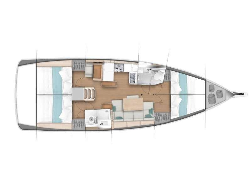 Layout of the boat Sun Odyssey 440