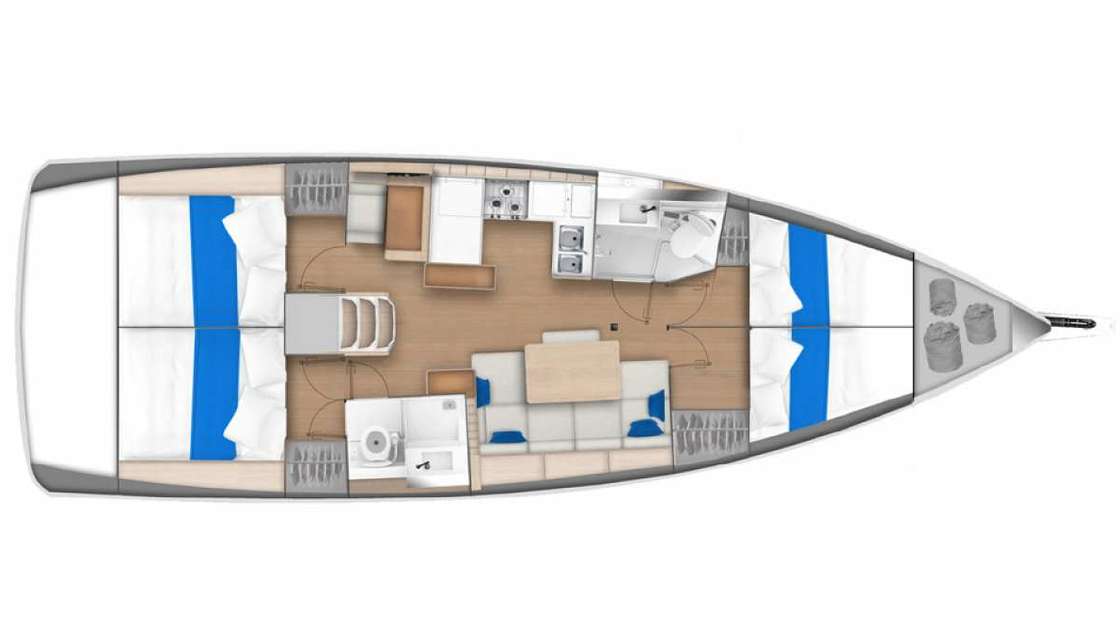 Layout of the boat Sun Odyssey 440