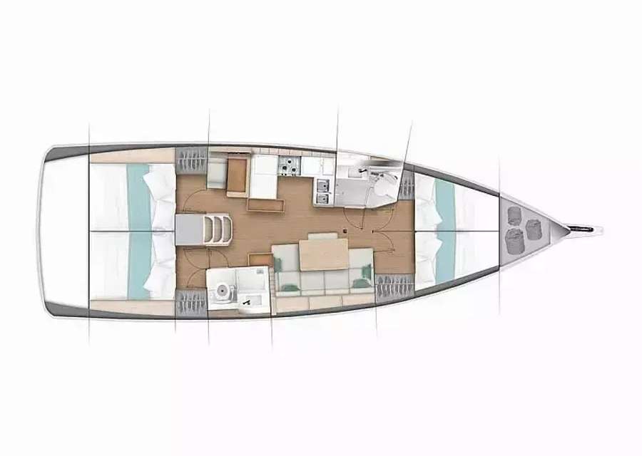 Layout of the boat Sun Odyssey 440