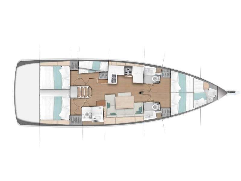 Distribución del barco Sun Odyssey 490