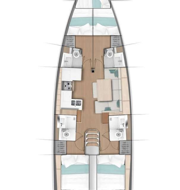 Distribución del barco Sun Odyssey 490