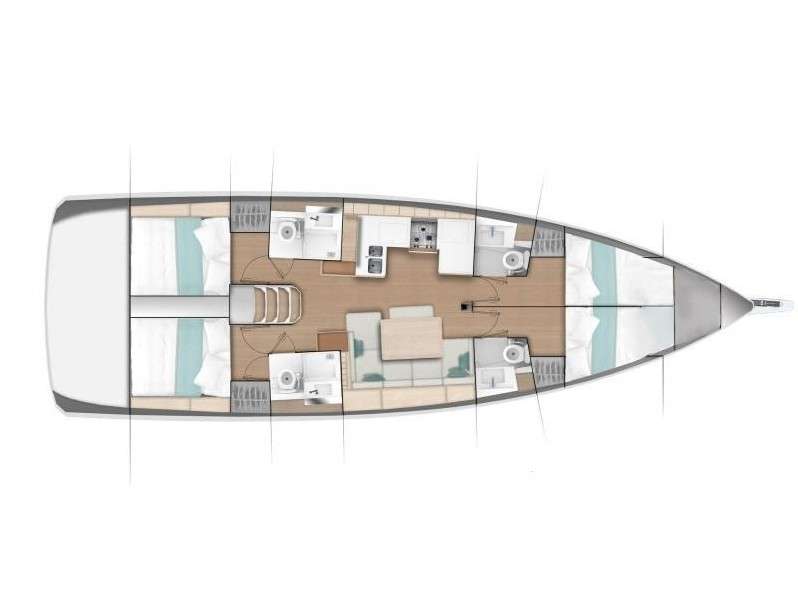 Distribución del barco Sun Odyssey 490
