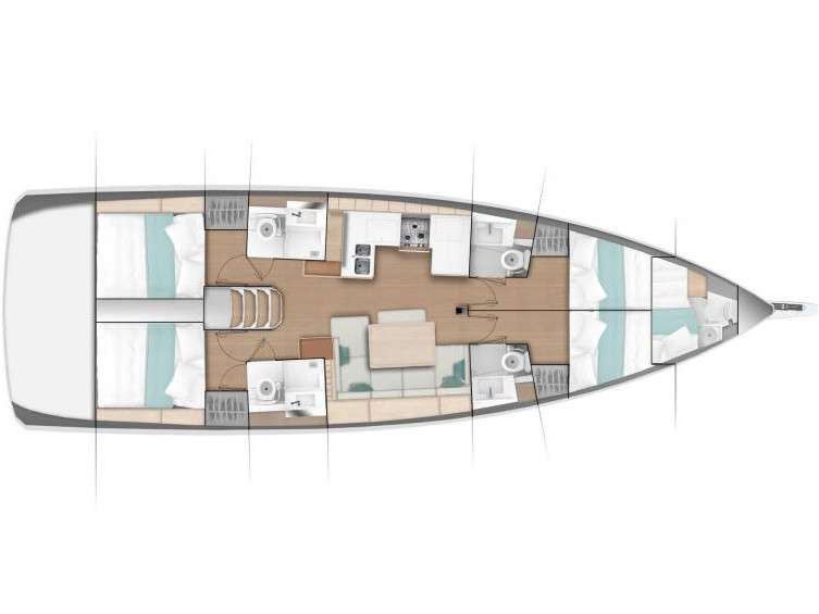 Distribución del barco Sun Odyssey 490