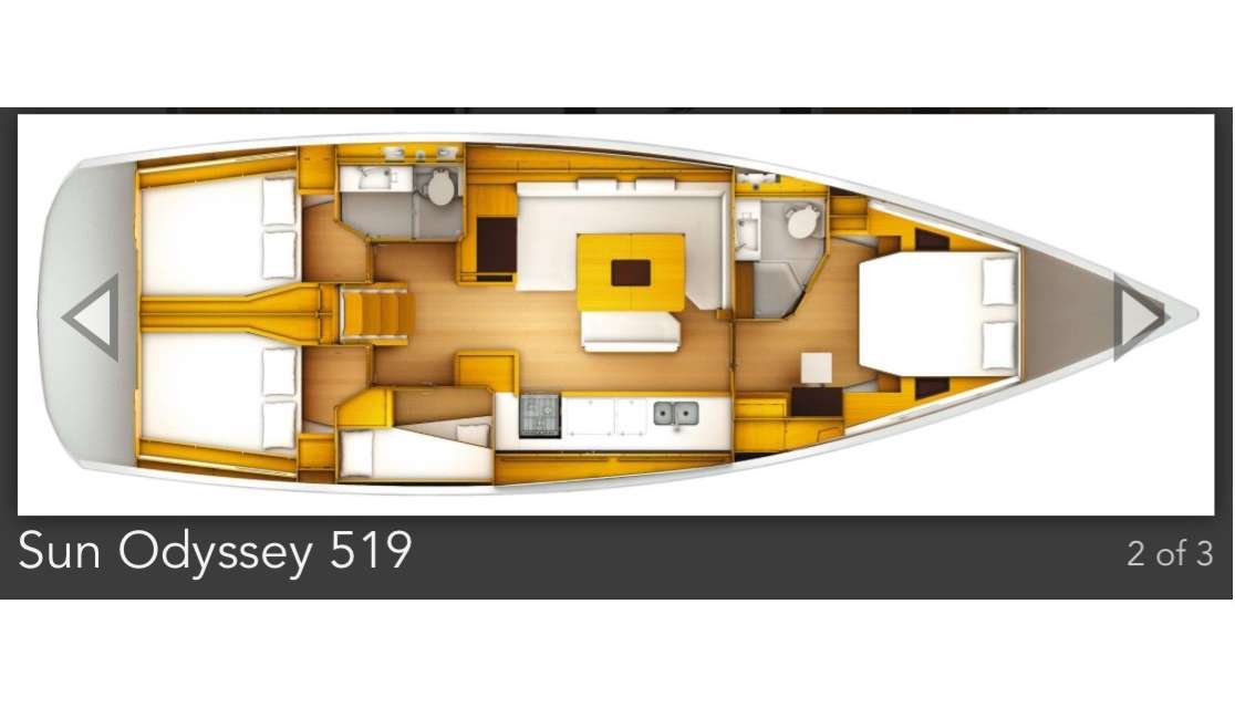 Distribución del barco Sun Odyssey 519