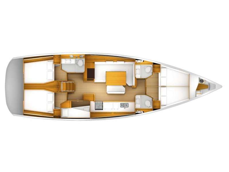 Layout of the boat Sun Odyssey 519