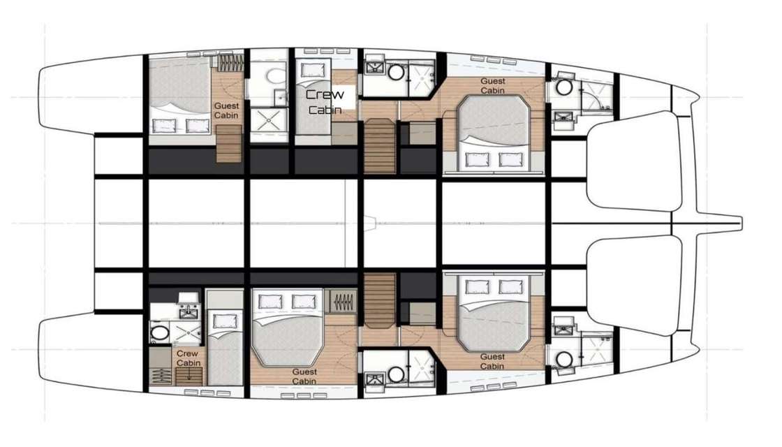 Distribución del barco Sunreef 50
