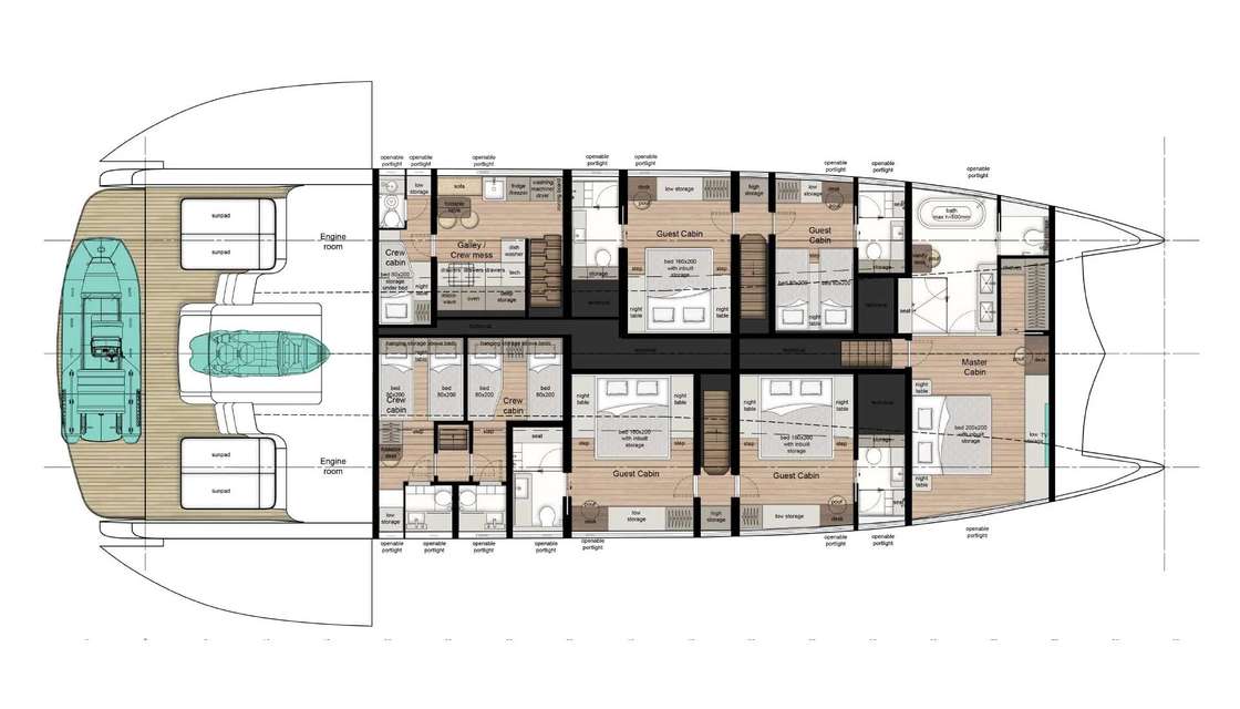 Layout of the boat Sunreef 88 Ultima