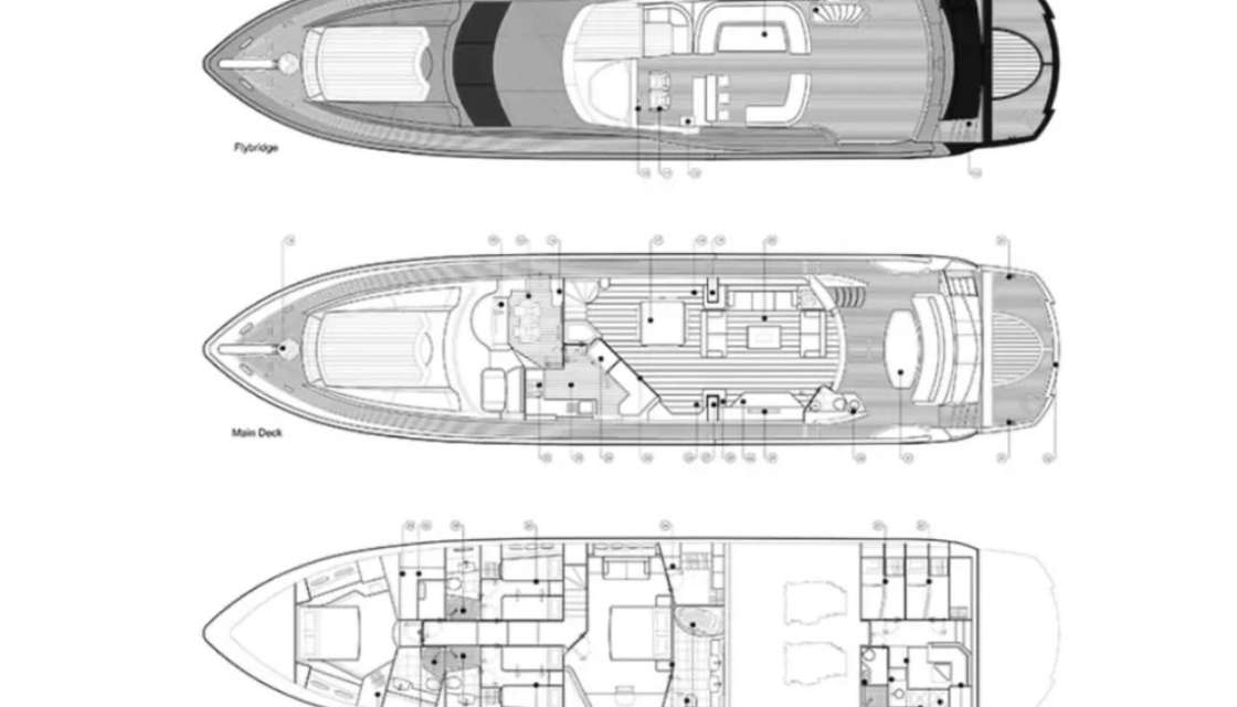 Distribución del barco Sunseeker 90