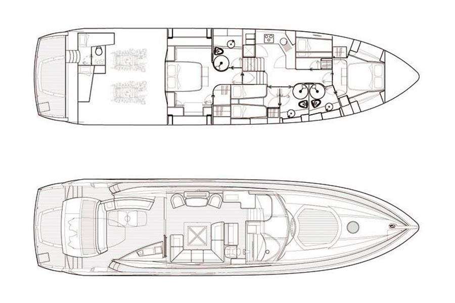 Distribución del barco Sunseeker Predator 72