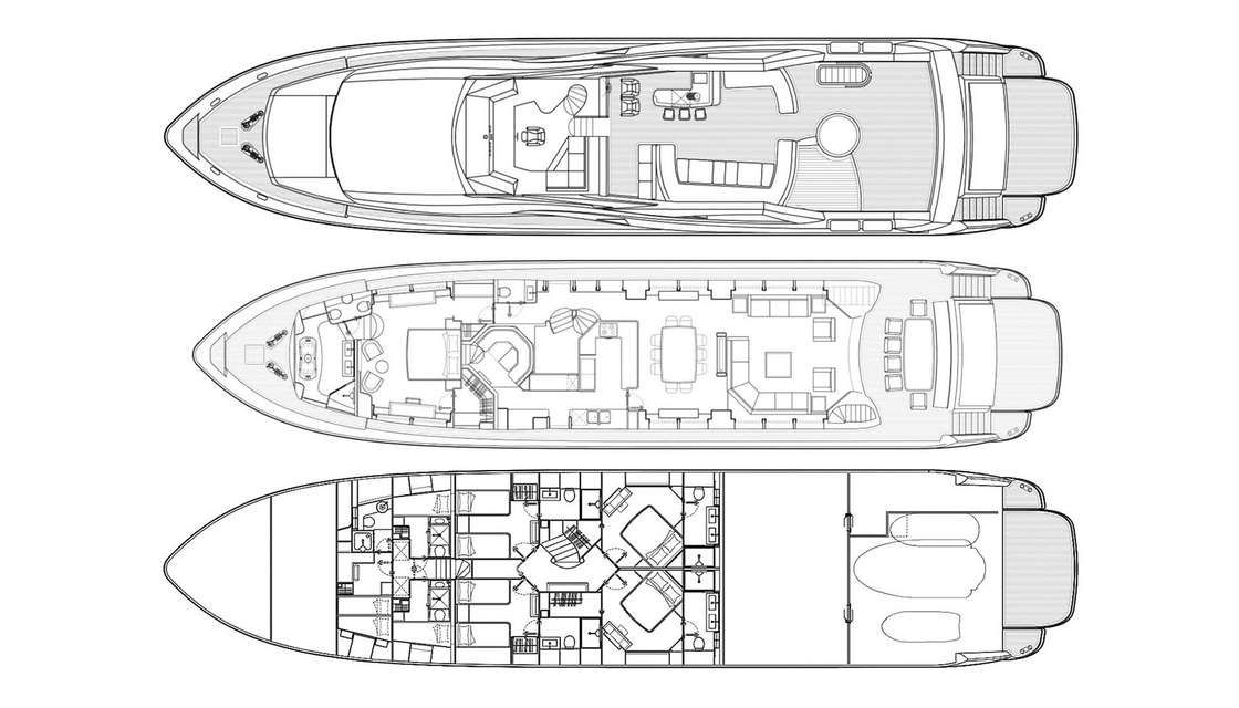 План яхты Sunseeker 34m