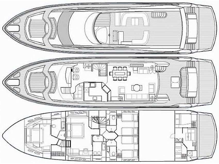Distribución del barco Sunseeker 86
