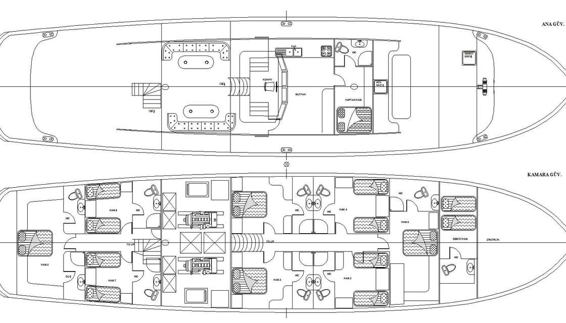 Plans du bateau A.CANDAN