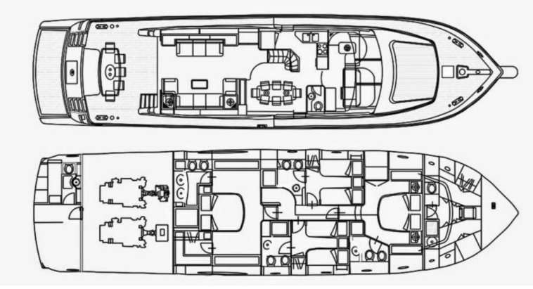 Layout of the boat Alalunga 78 Fly