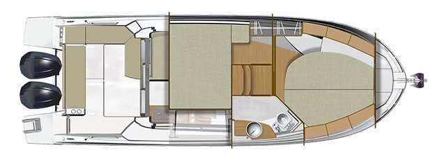 Layout of the boat Antares 9 OB