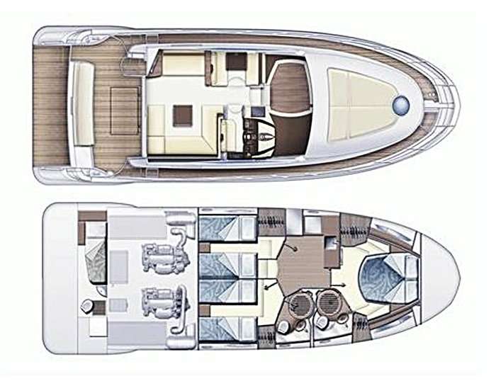 Distribución del barco Azimut 47