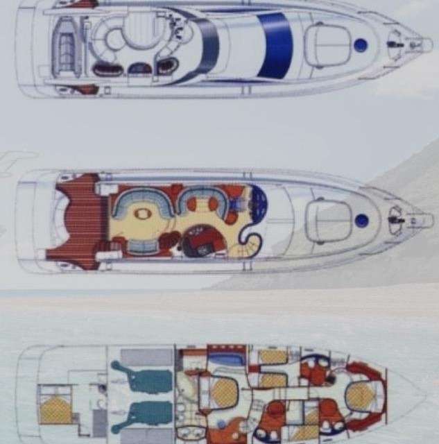 Layout of the boat Azimut 68 Fly