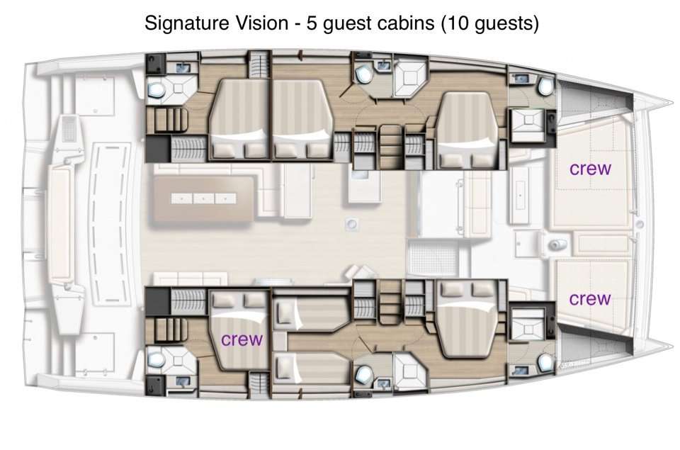 Layout of the boat Bali 5.4