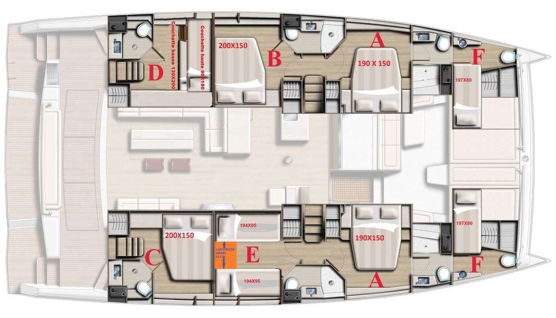 Layout of the boat Bali 5.4