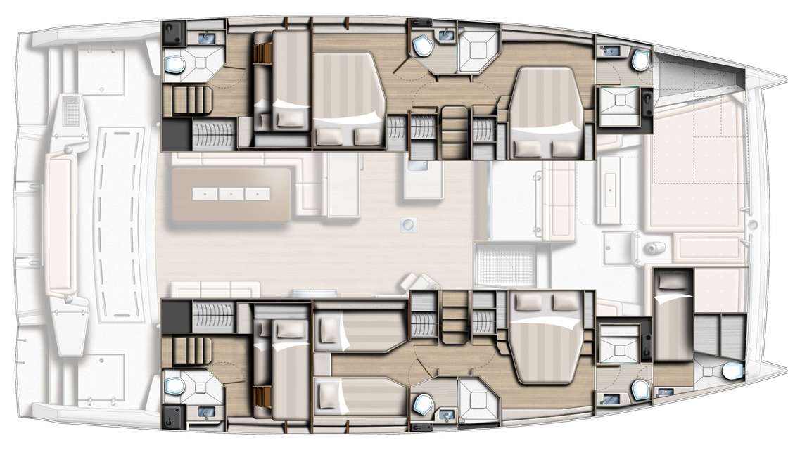 Layout of the boat Bali 5.4