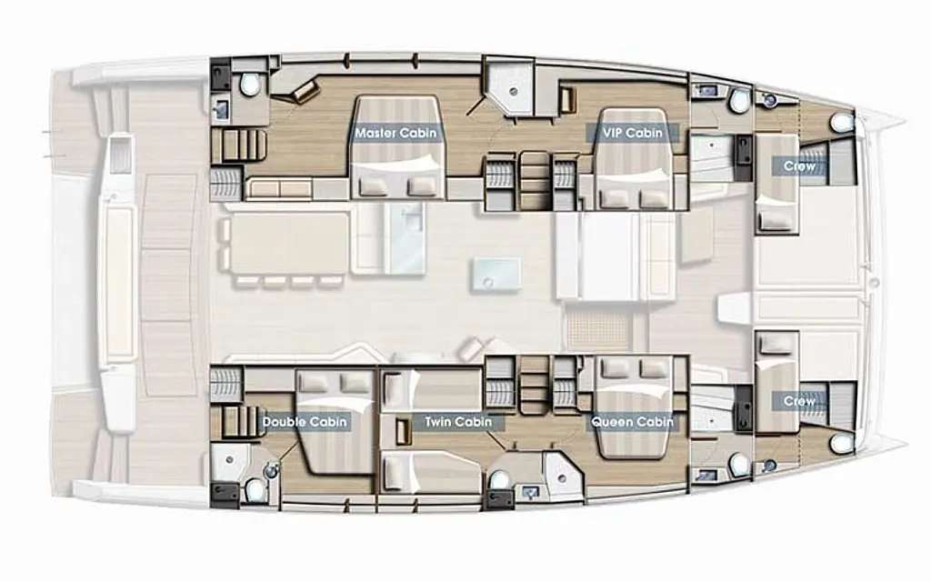 Layout of the boat Bali 5.4