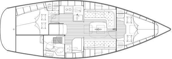 Layout of the boat Bavaria 34 Cruiser