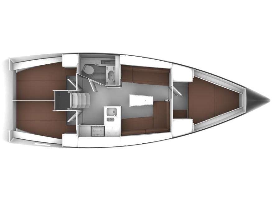 Layout of the boat Bavaria 37 Cruiser