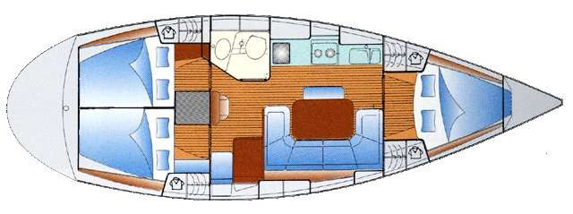 Distribución del barco Bavaria 37 Cruiser