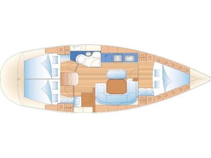 Layout of the boat Bavaria 38