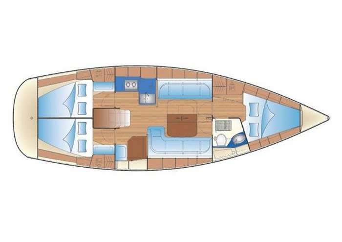 Distribución del barco Bavaria 38 Cruiser