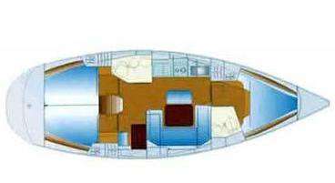 Layout of the boat Bavaria 40