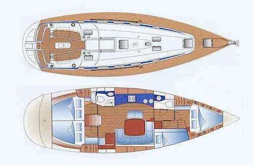 Layout of the boat Bavaria 44