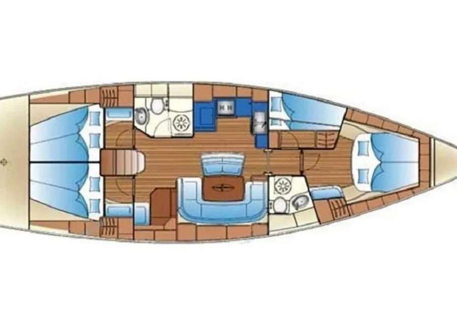 Distribución del barco Bavaria 46 Cruiser