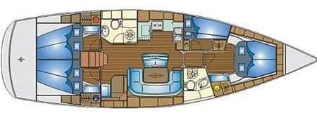 Distribución del barco Bavaria 46 Cruiser