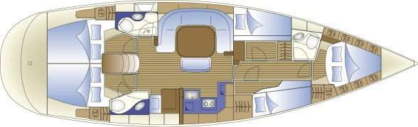 Layout of the boat Bavaria 50