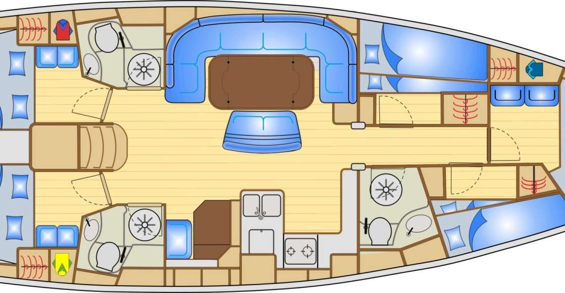 Distribución del barco Bavaria 50 Cruiser