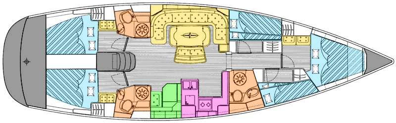 Layout of the boat Bavaria 50 Cruiser