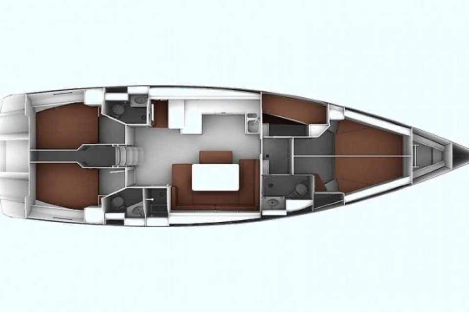 Distribución del barco Bavaria Cruiser 51