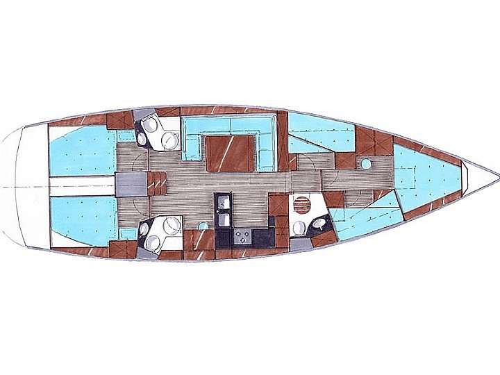 Layout of the boat Bavaria 51 Cruiser