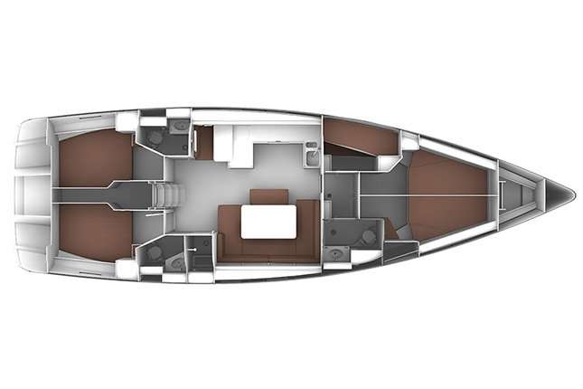 Distribución del barco Bavaria 51 Cruiser