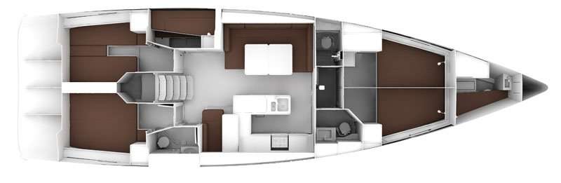 Layout of the boat Bavaria 56 Cruiser