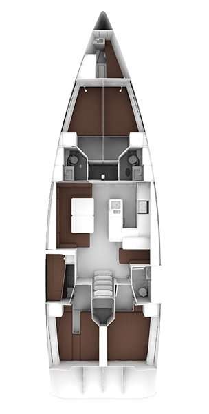 Distribución del barco Bavaria 56 Cruiser