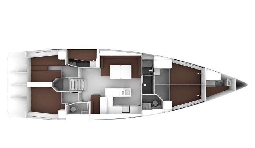 Distribución del barco Bavaria 56 Cruiser