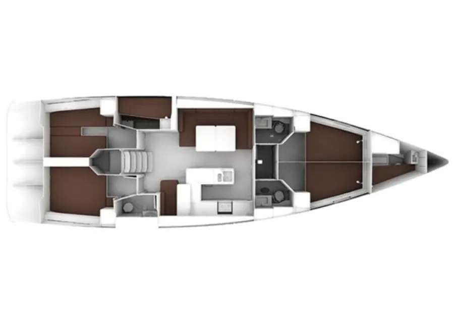 Distribución del barco Bavaria 56 Cruiser